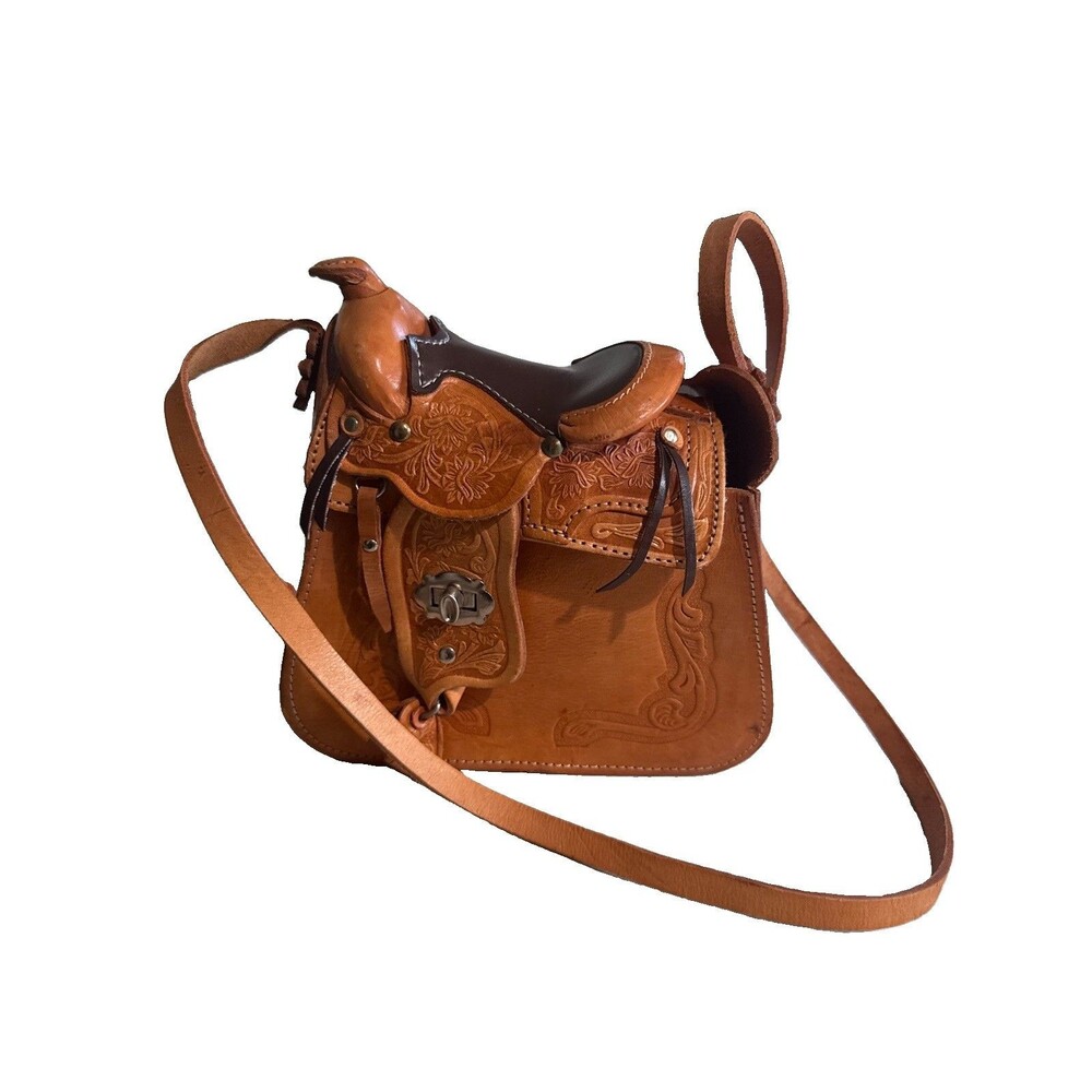 Vintage Hand Tooled Leather Horse Saddlebag Purse Western Ranger Unique